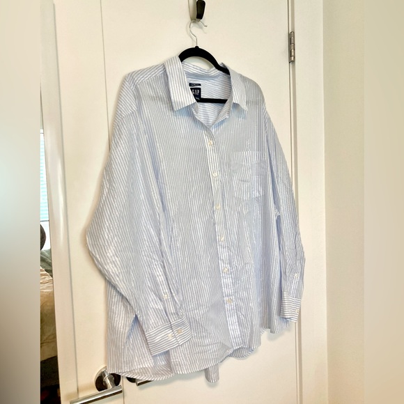 Shiny Striped Oxford Oversized Button Down Shirt - Picture 1 of 4